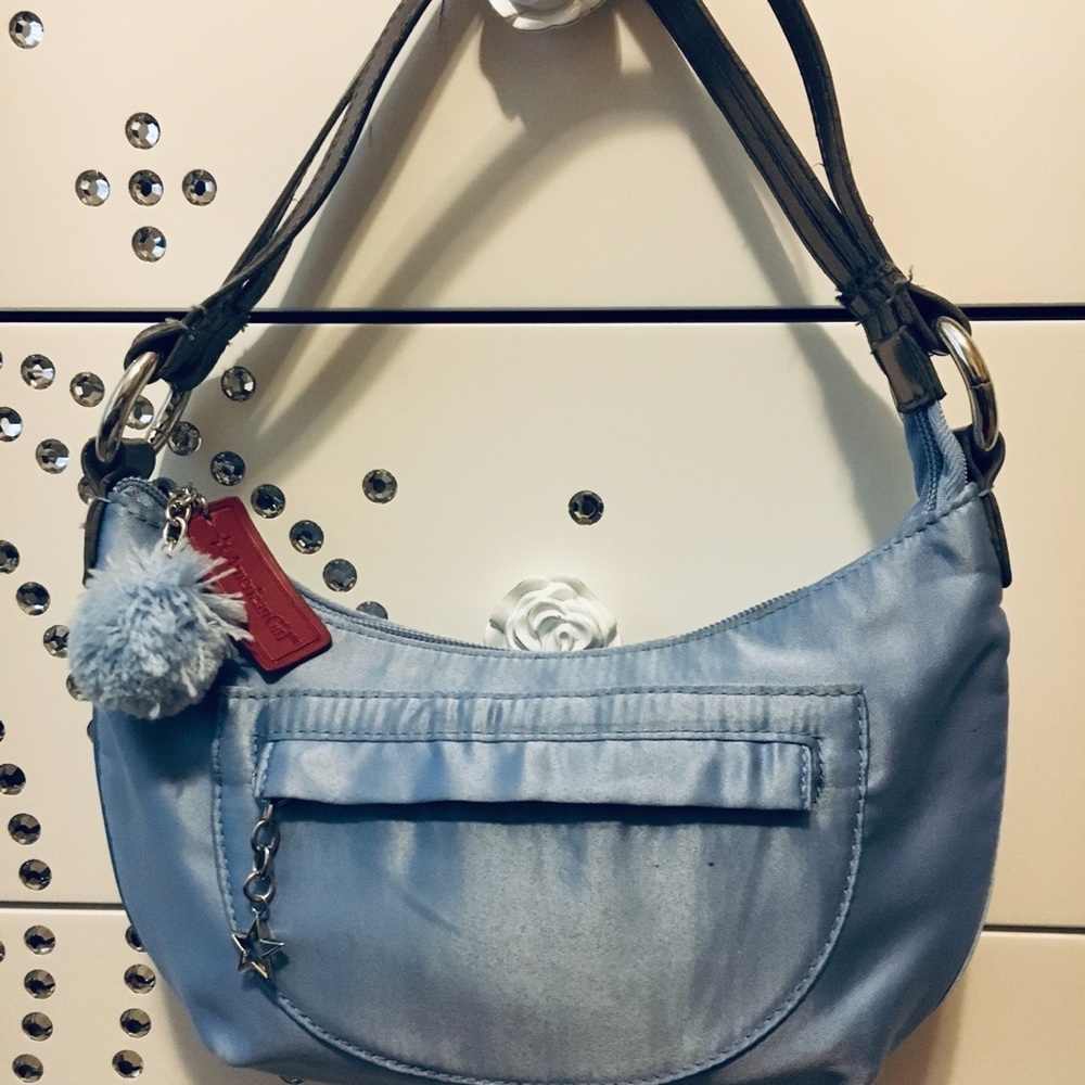 American Girl satin blue purse